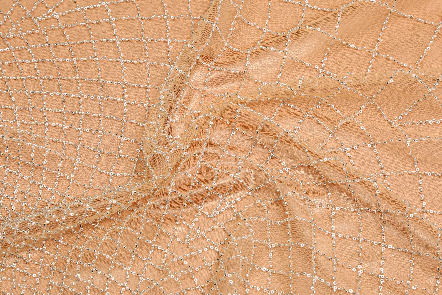 Tulle à petits motifs de toile d'araignée avec bords