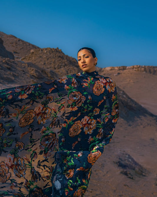 Silk Lurex Floral Fabric - Velvet, Pure Silk, Chiffon - Sharqiya - الشرقية