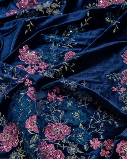Velvet Embroidery with Sequins Beeds - Sharqiya - الشرقية