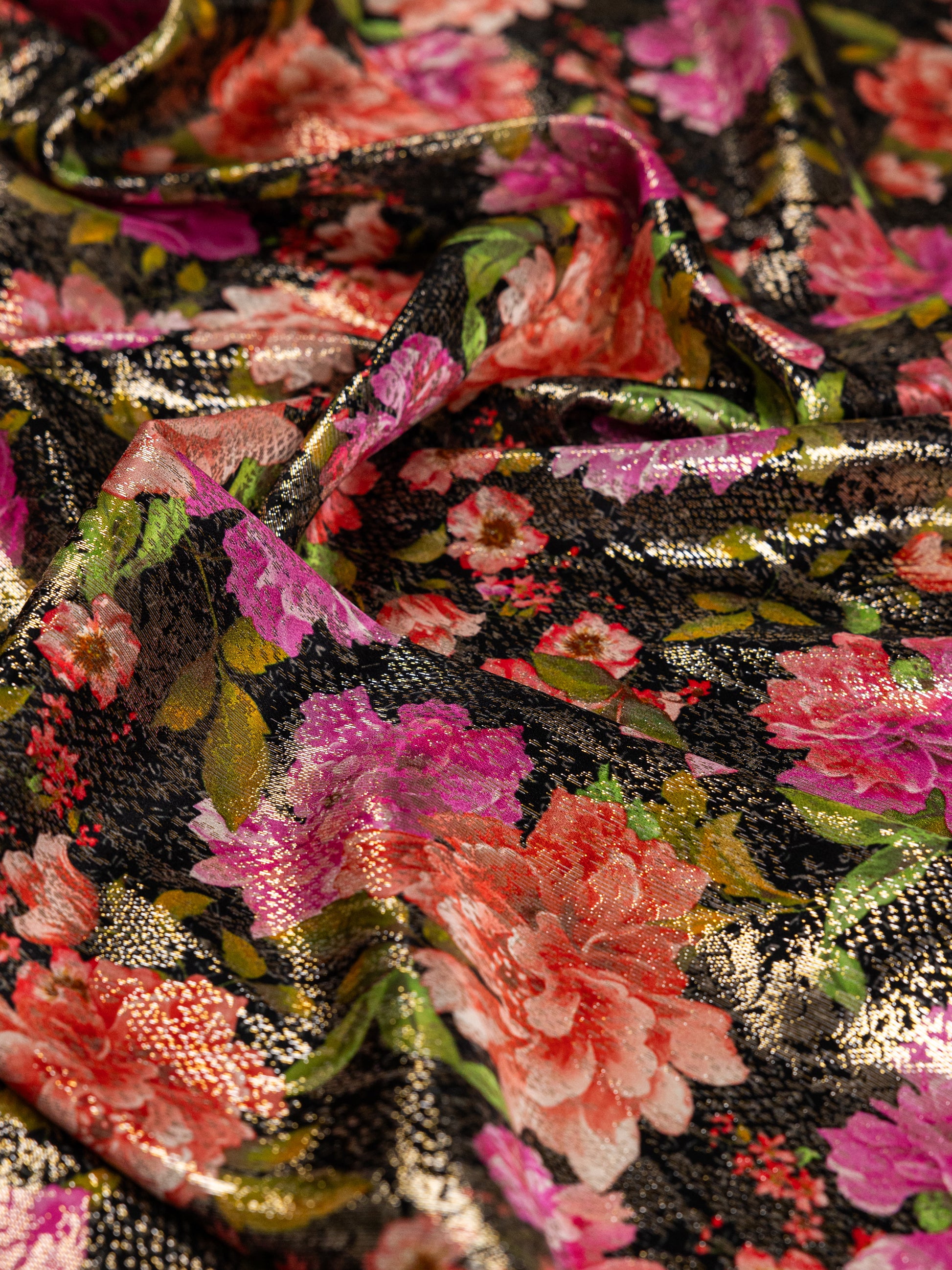 Pure Silk With Jacquard Lurex Printed