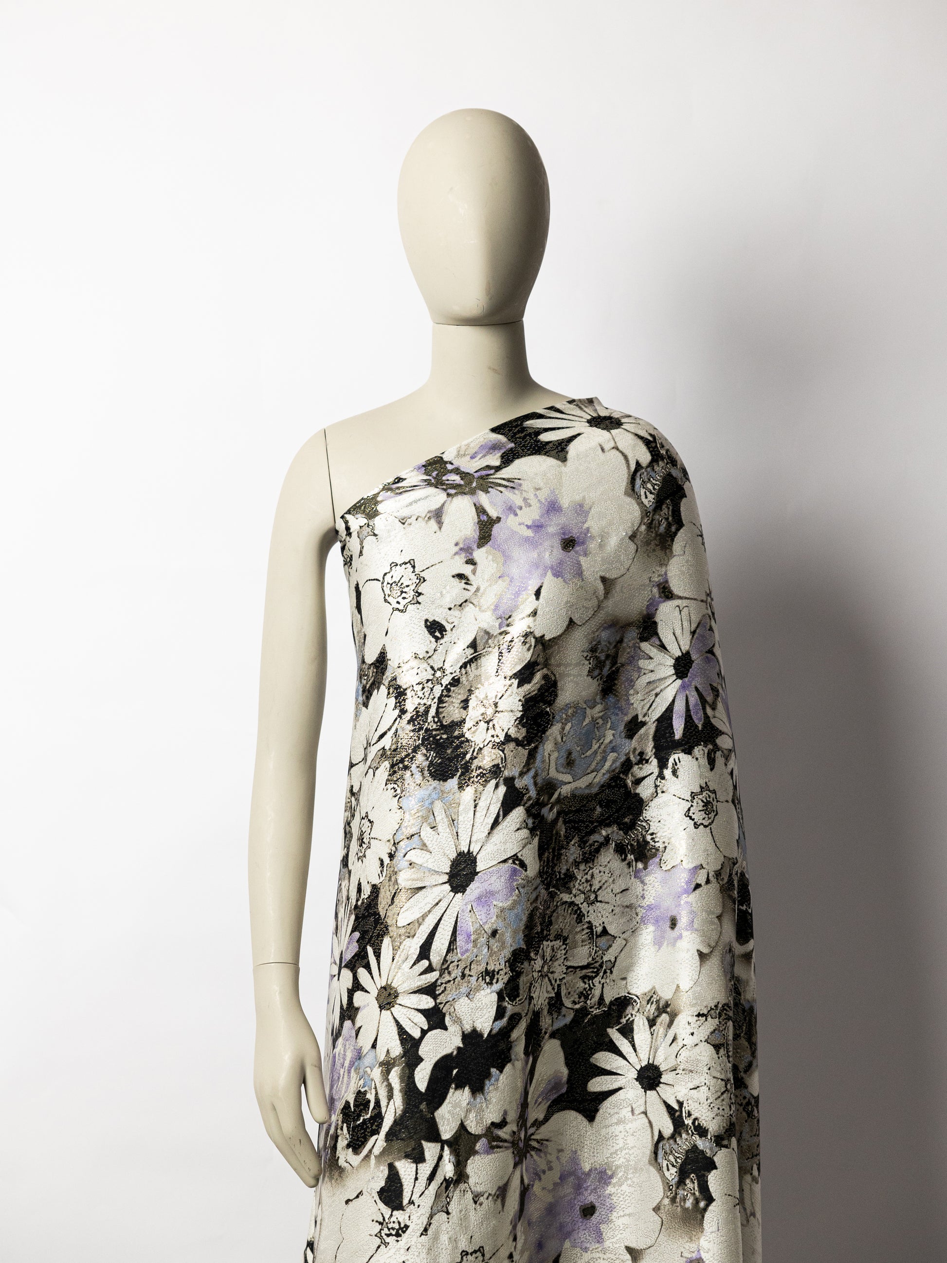 Pure Silk With Jacquard Lurex Printed
