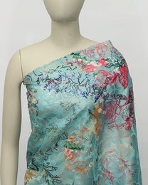 Viscose Silk Jacquard Floral Fabric