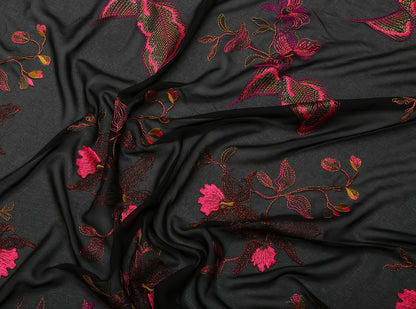 Embroidered Natural Silk Chiffon