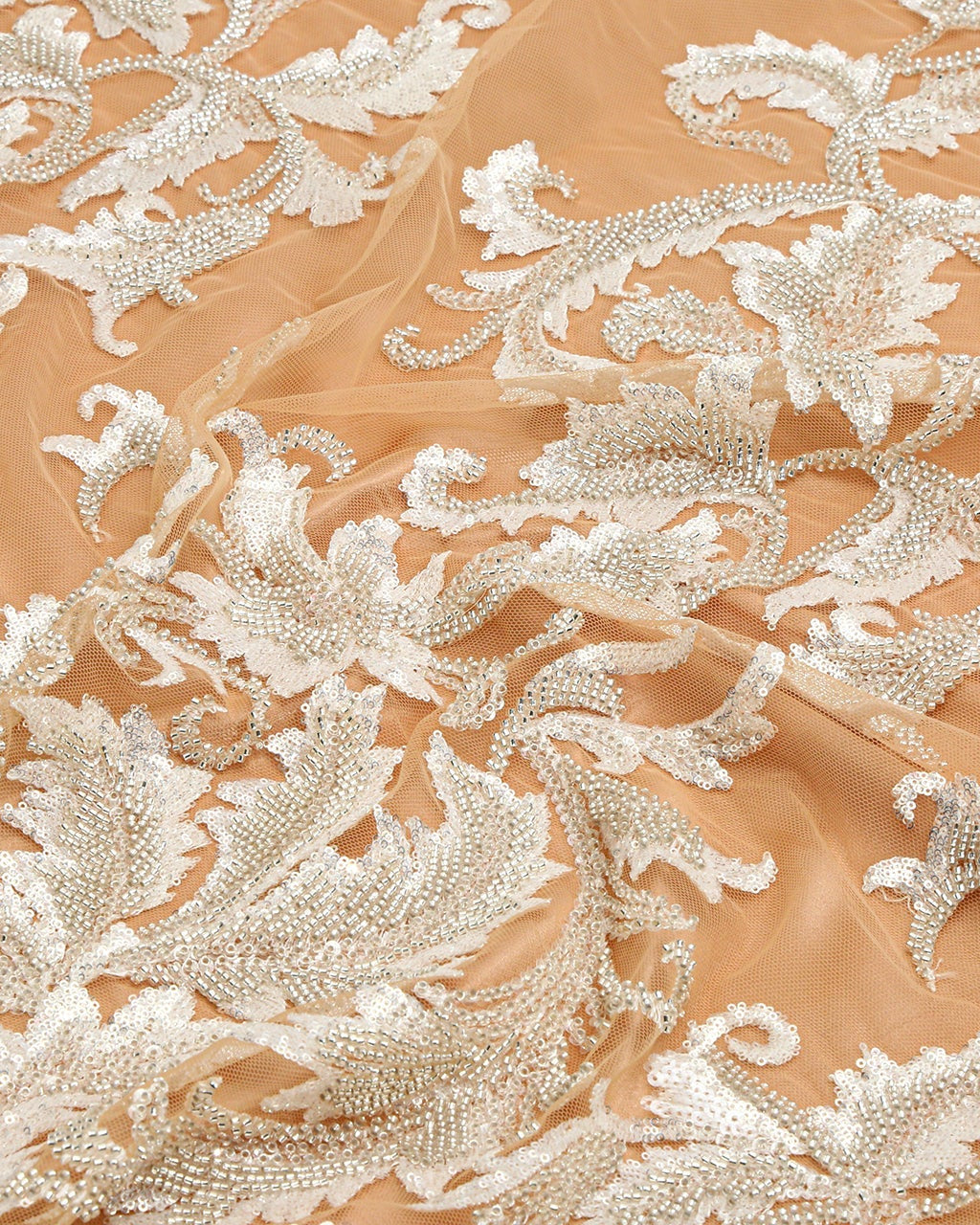 Silk Tulle Embroidered Fabric
