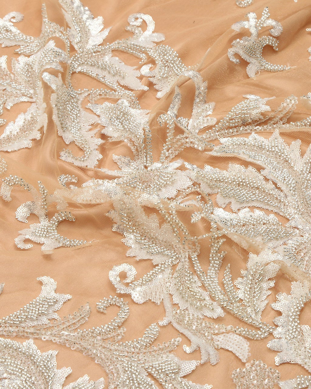 Silk Tulle Embroidered Fabric