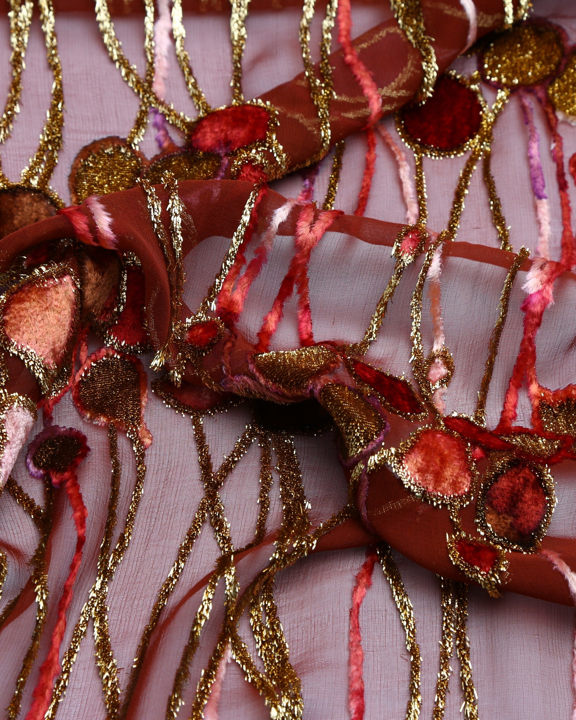 Poly Silk Lurex Floral Lace