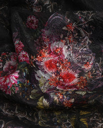 Korean Silk Jacquard Floral Fabric