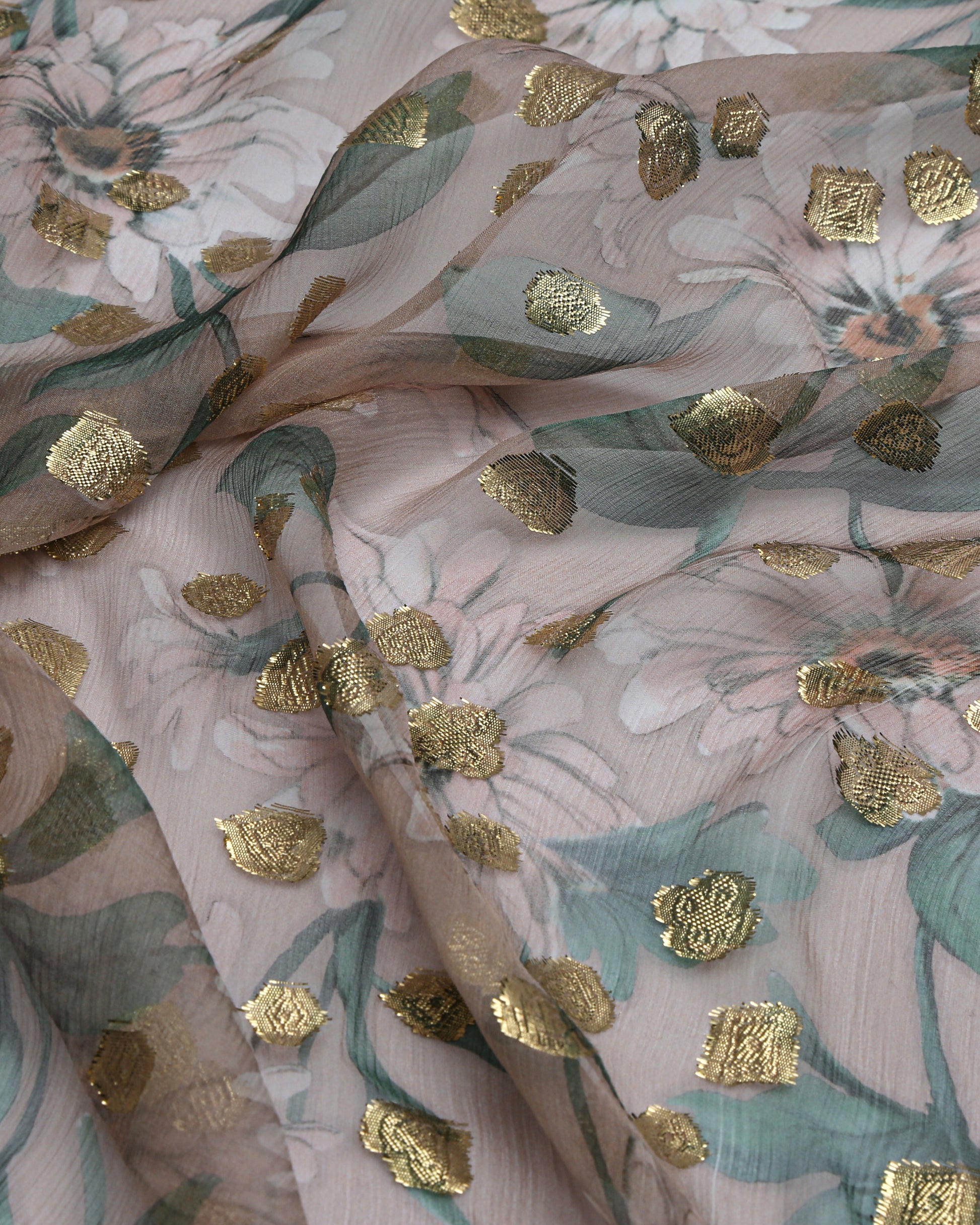 Silk Jacquard Floral Fabric