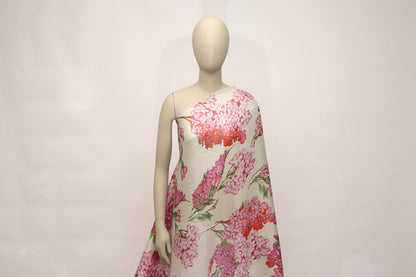 Natural Floral Printed Chiffon Jacquard