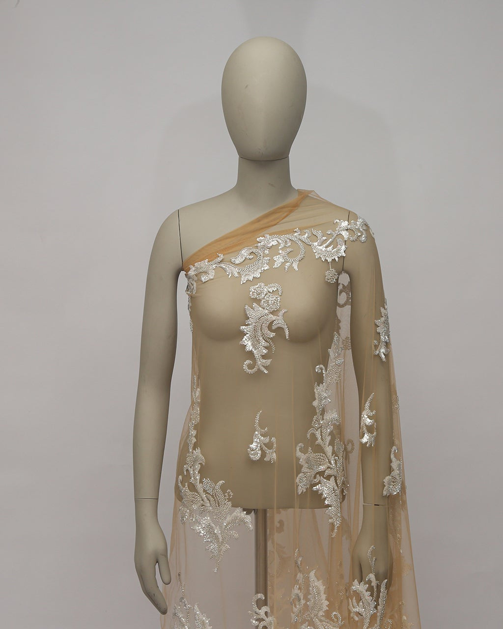 Silk Tulle Embroidered Fabric