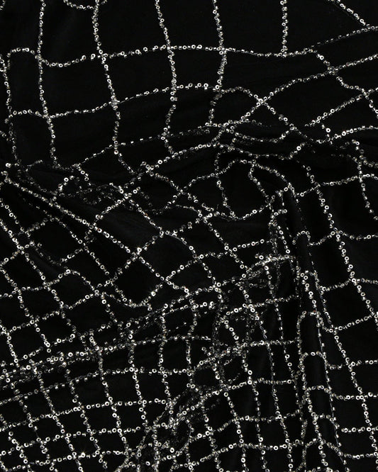 Beaded Silk Tulle Beaded Fabric - Polyester