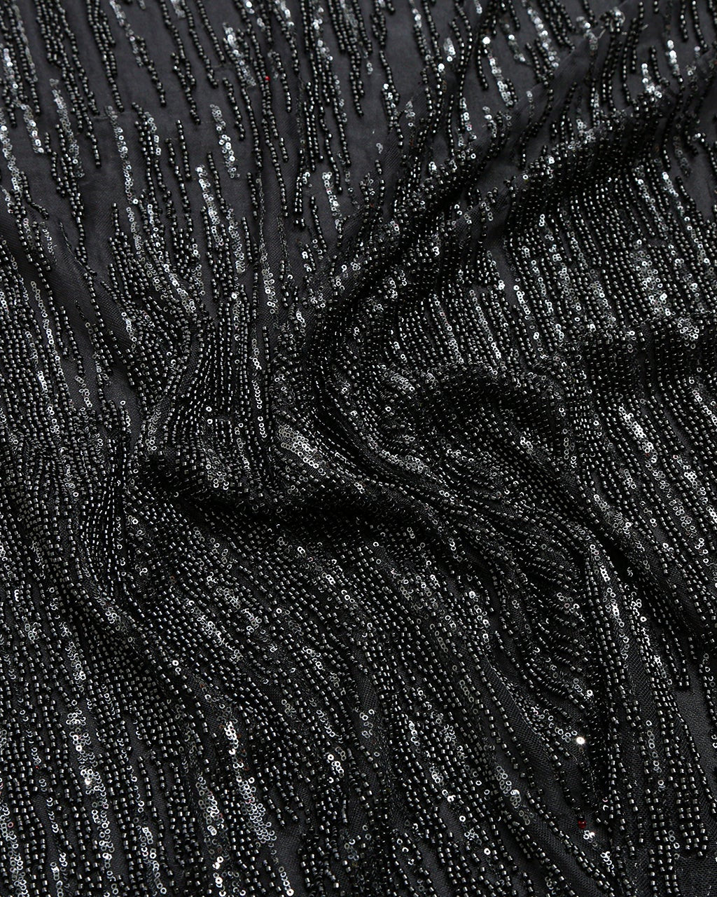 Beaded Silk Tulle Embroidered Fabric