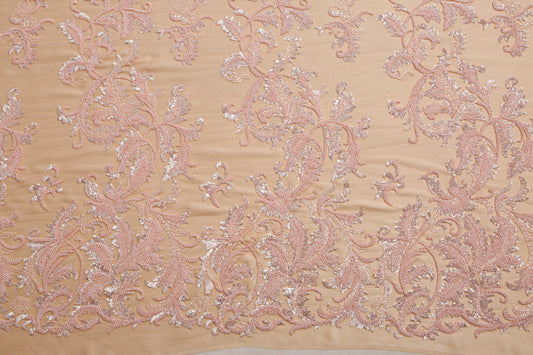 Beaded Silk Tulle Beaded Fabric - Polyester