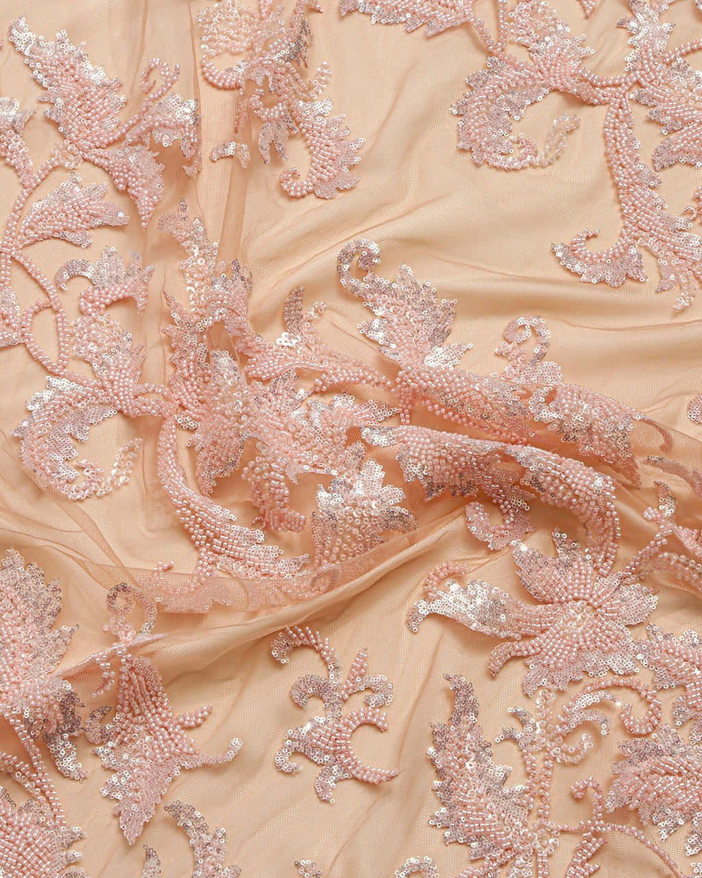 Beaded Silk Tulle Beaded Fabric