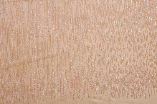 Beaded Silk Tulle Beaded Fabric - Polyester