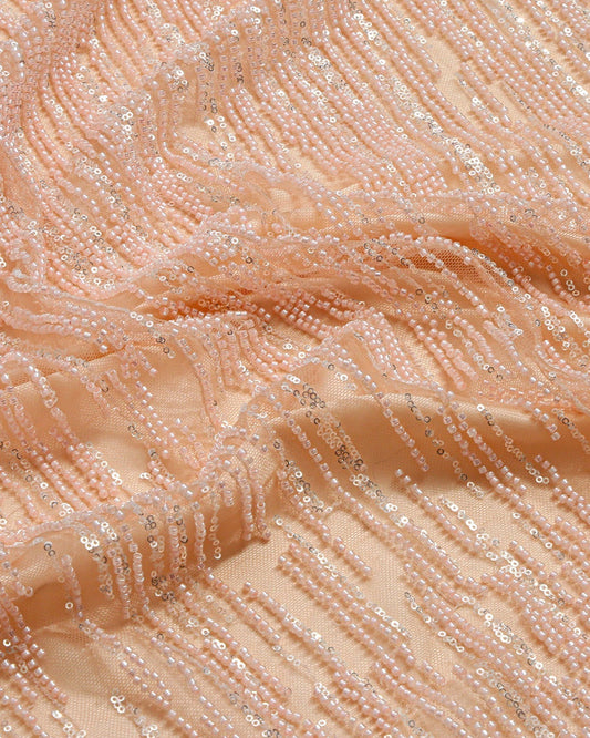 Beaded Silk Tulle Beaded Fabric - Polyester