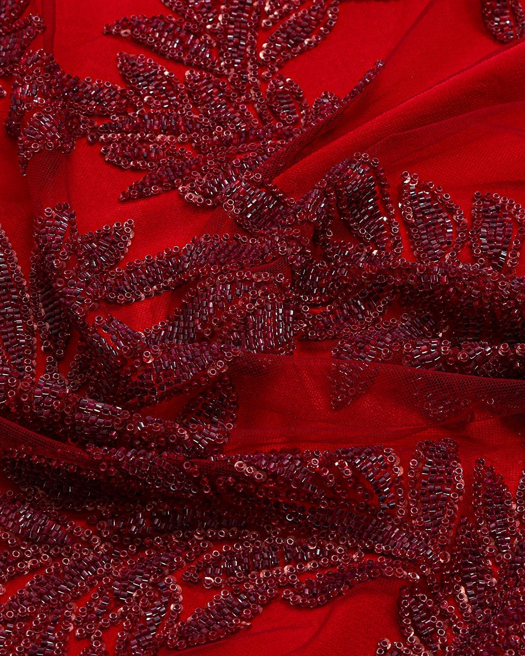 Beaded Silk Satin Beaded Fabric