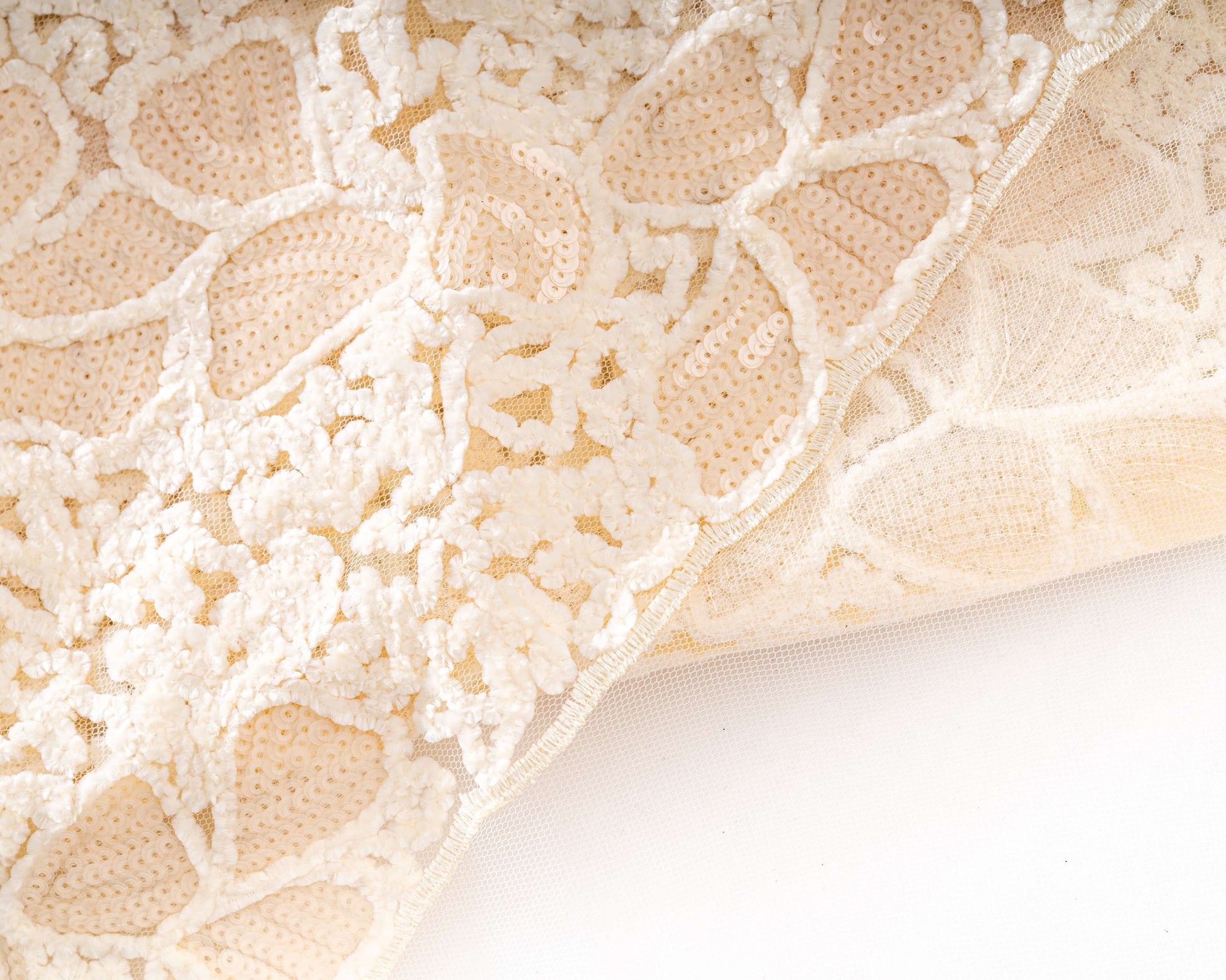 Velvet embroidered tulle with sequins