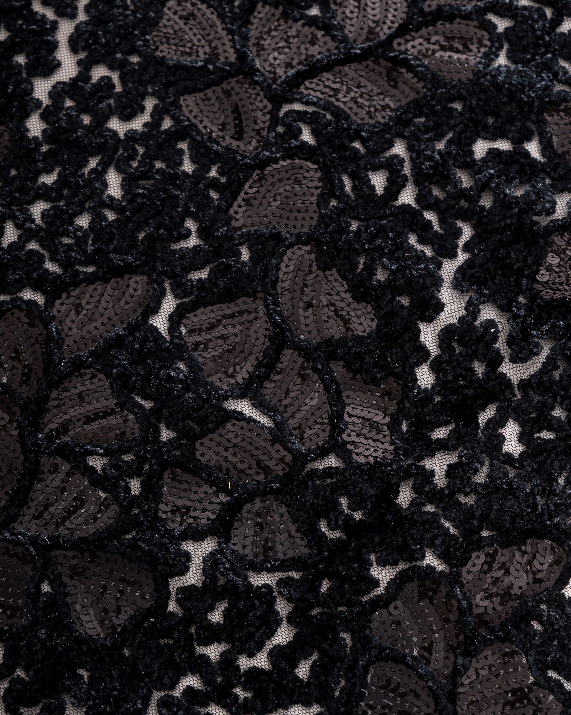 Velvet embroidered tulle with sequins