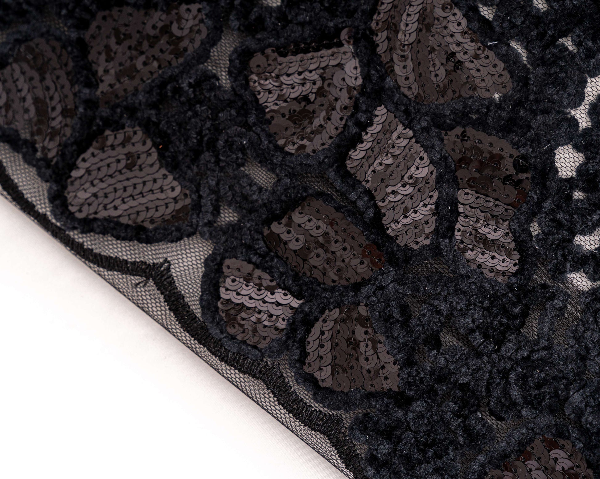 Velvet embroidered tulle with sequins