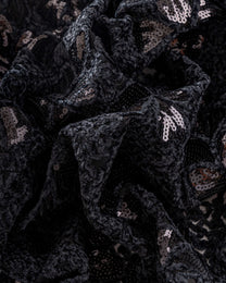 Velvet embroidered tulle with sequins