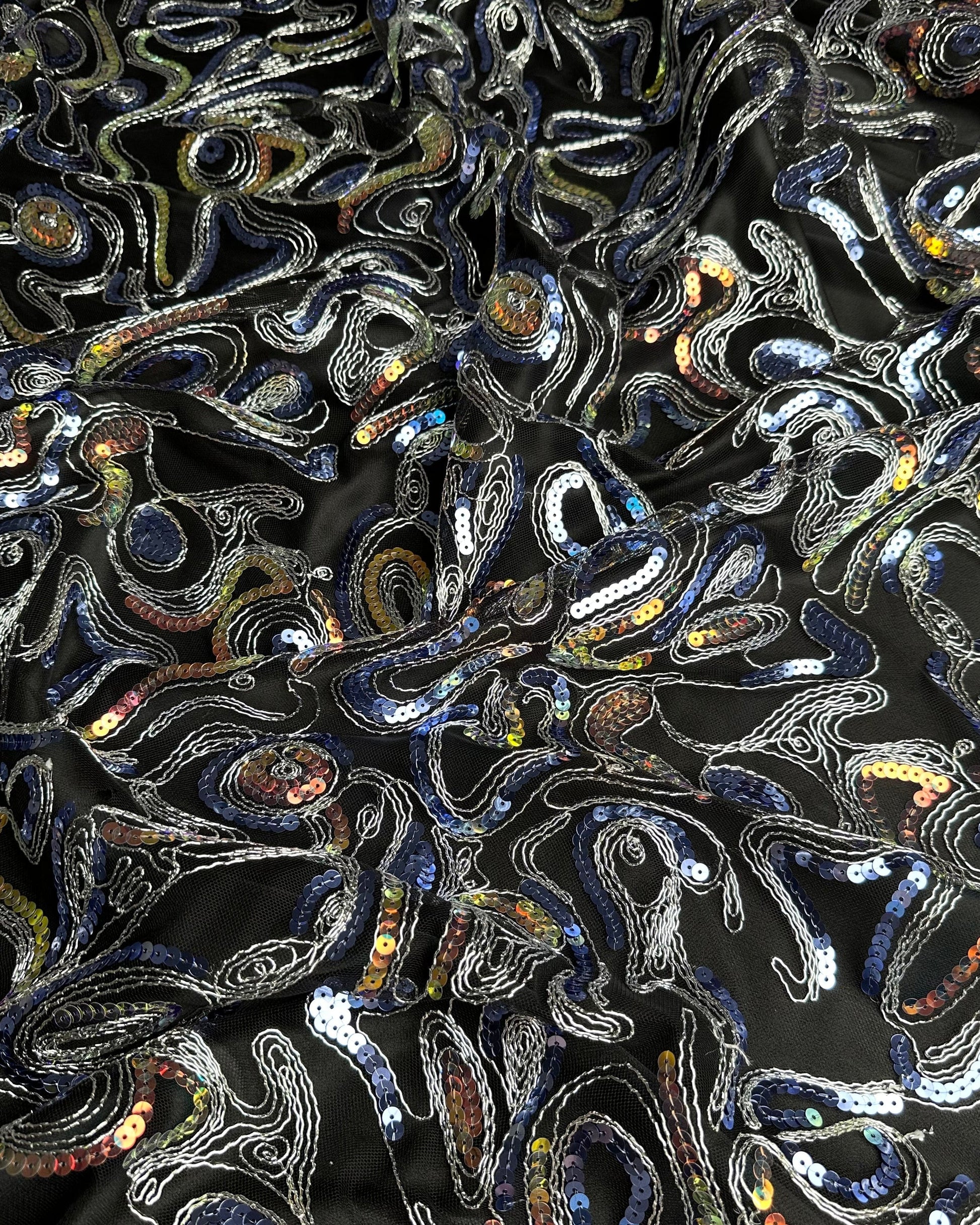 Silk Jacquard Geometric Fabric