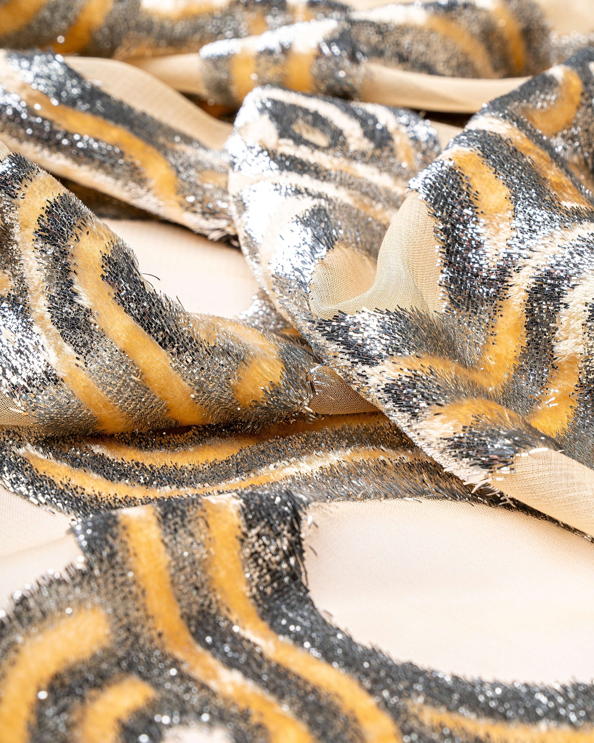 Silk Lurex Geometric Fabric