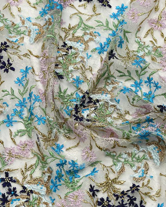 Lurex Polyester Embroidered Fabric