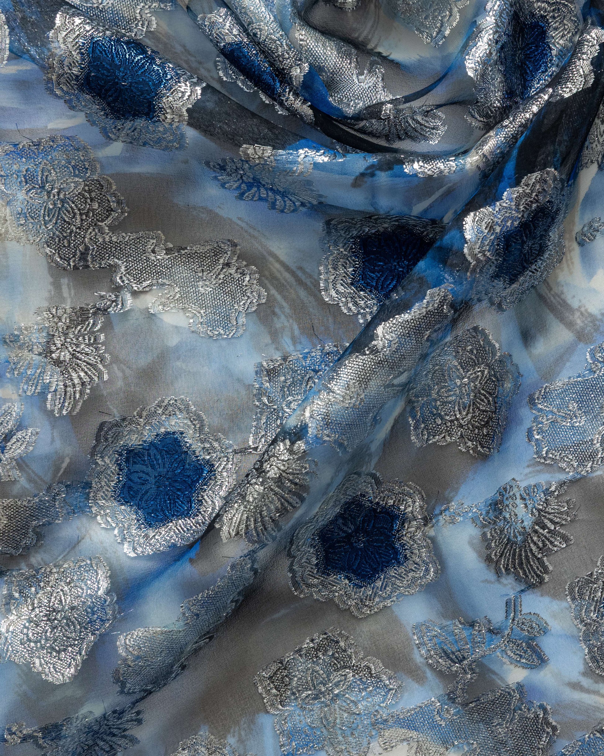 Italian Silk Jacquard Floral Fabric