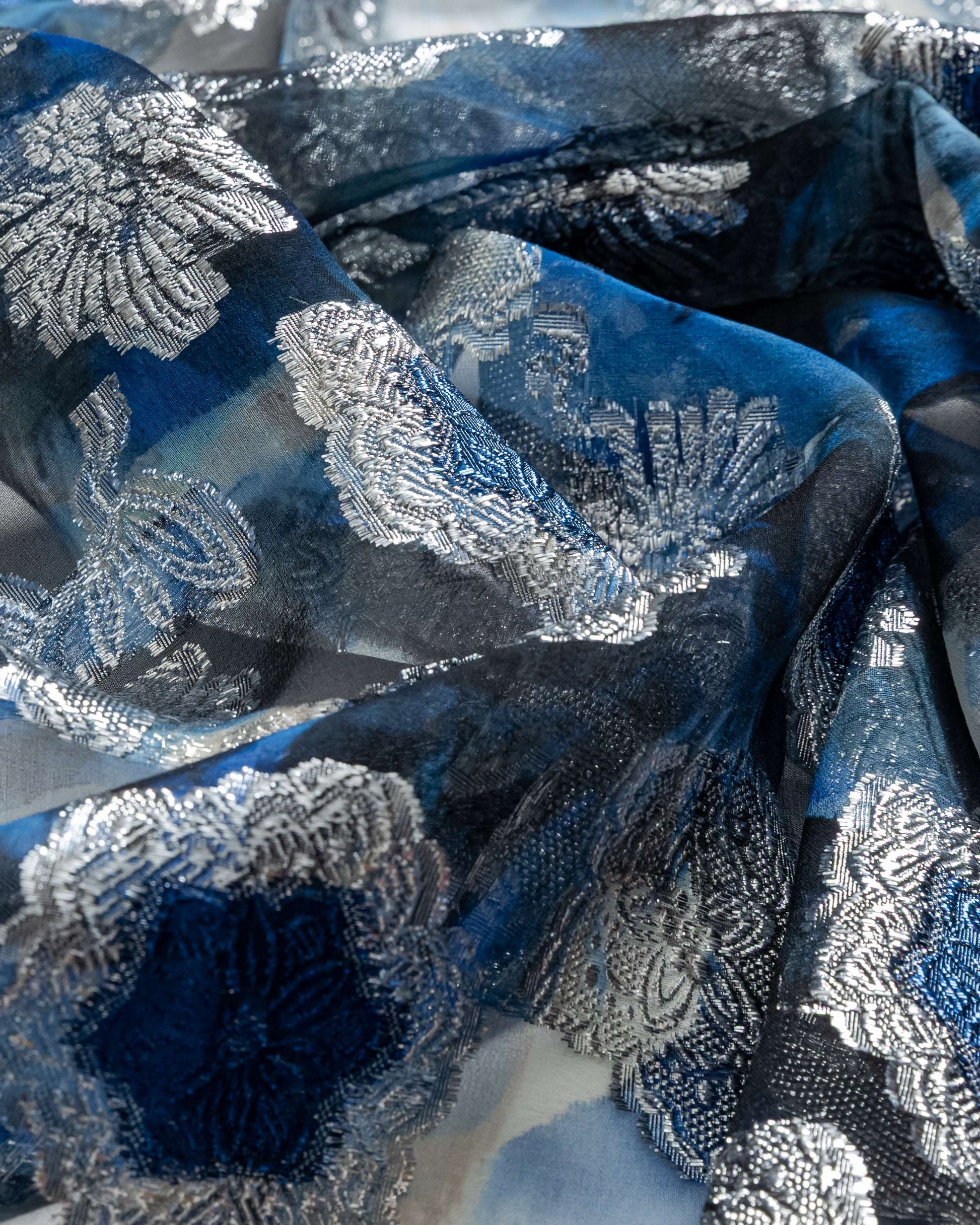 Italian Silk Jacquard Floral Fabric