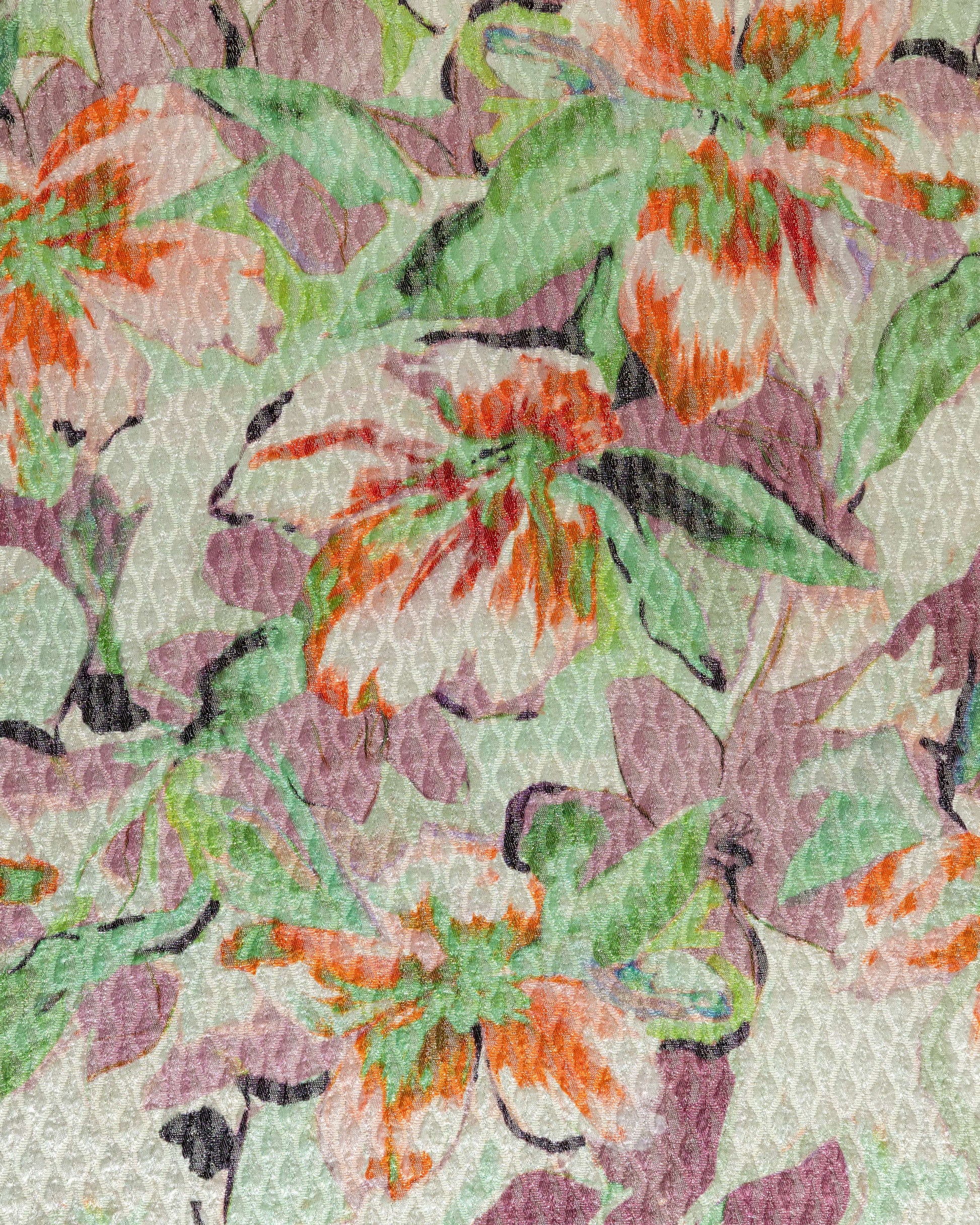 Italian Silk Wool Floral Fabric