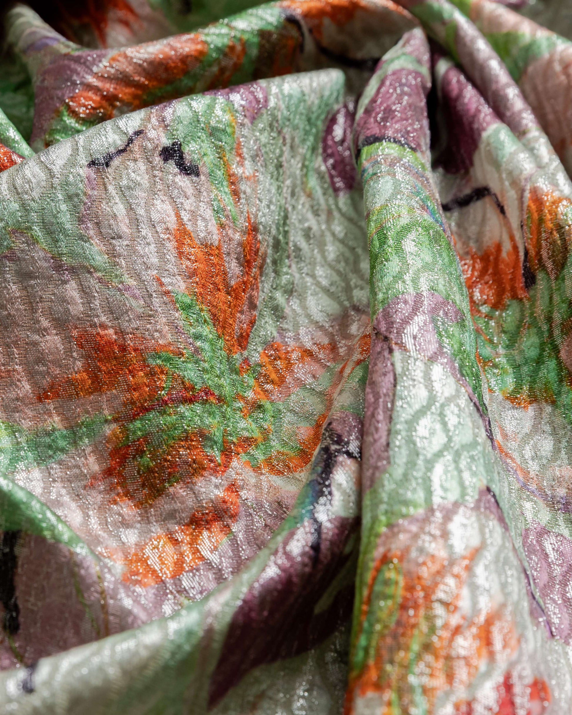 Italian Silk Wool Floral Fabric