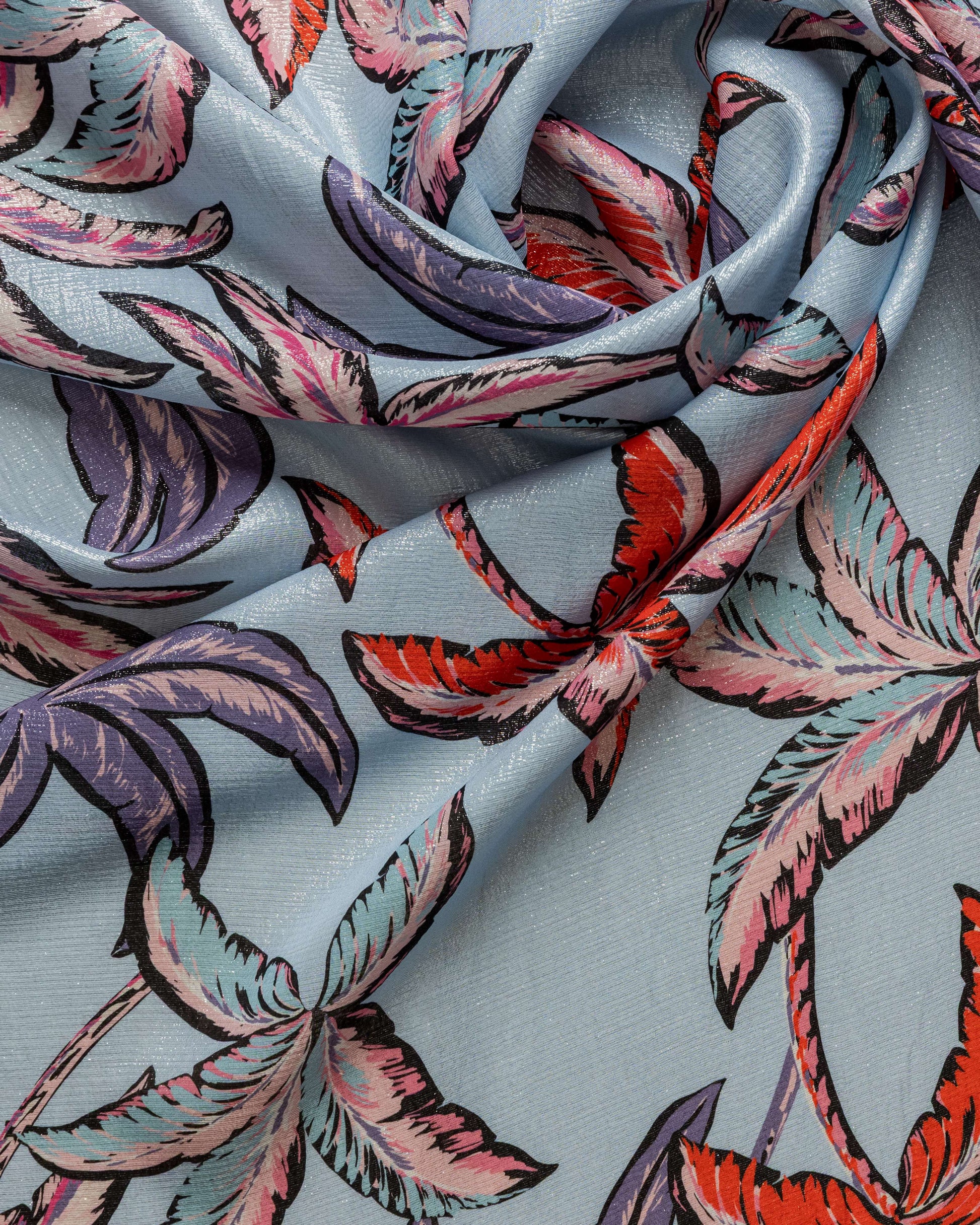 Italian Silk Lurex Floral Fabric