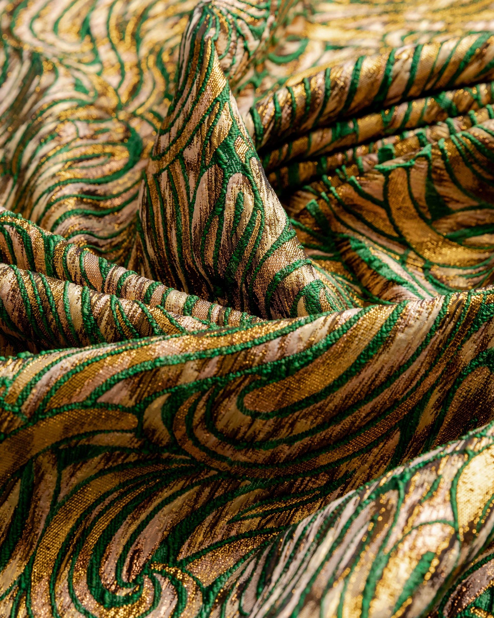 Italian Silk Jacquard Geometric Fabric