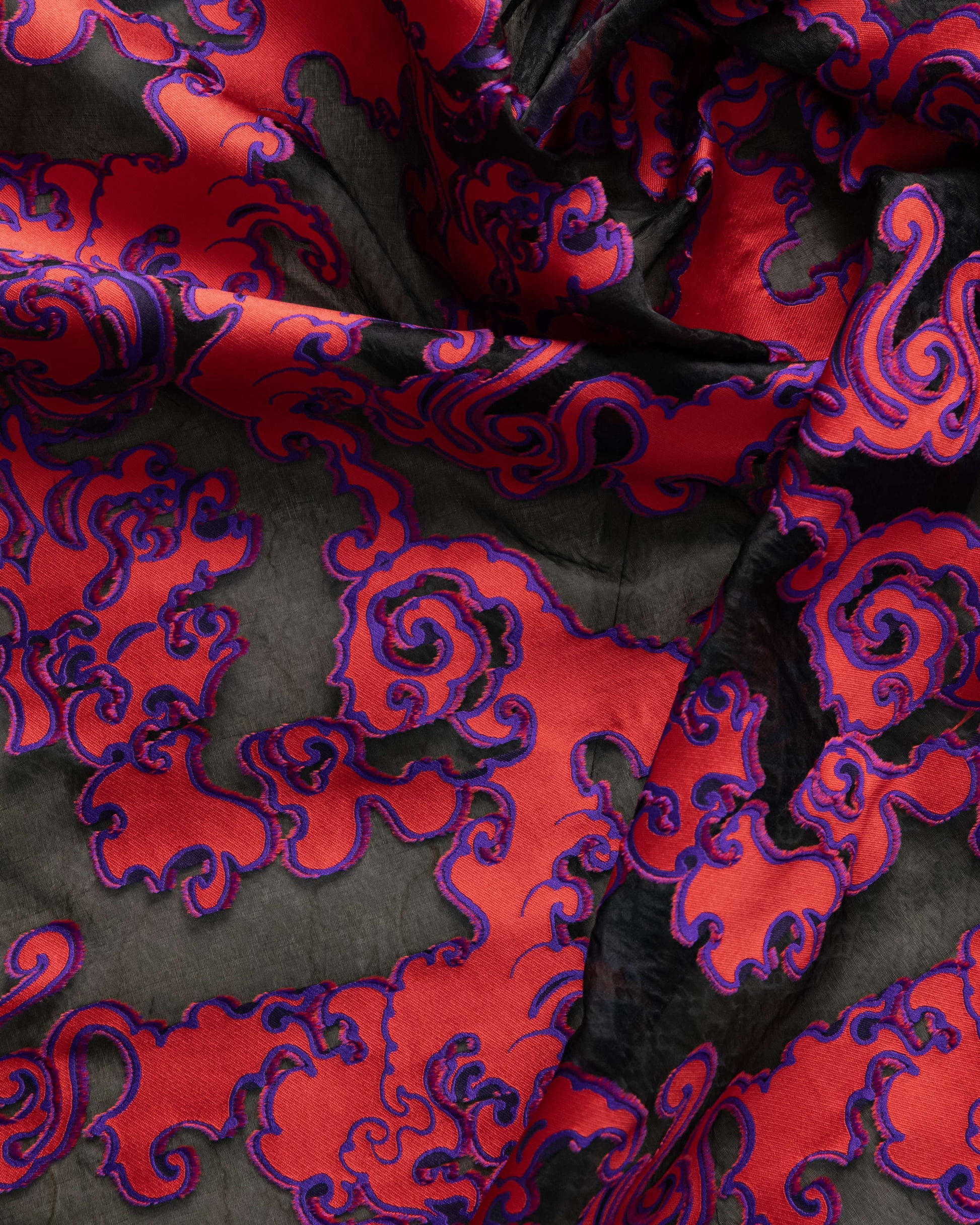 Italian Silk Jacquard Geometric Fabric