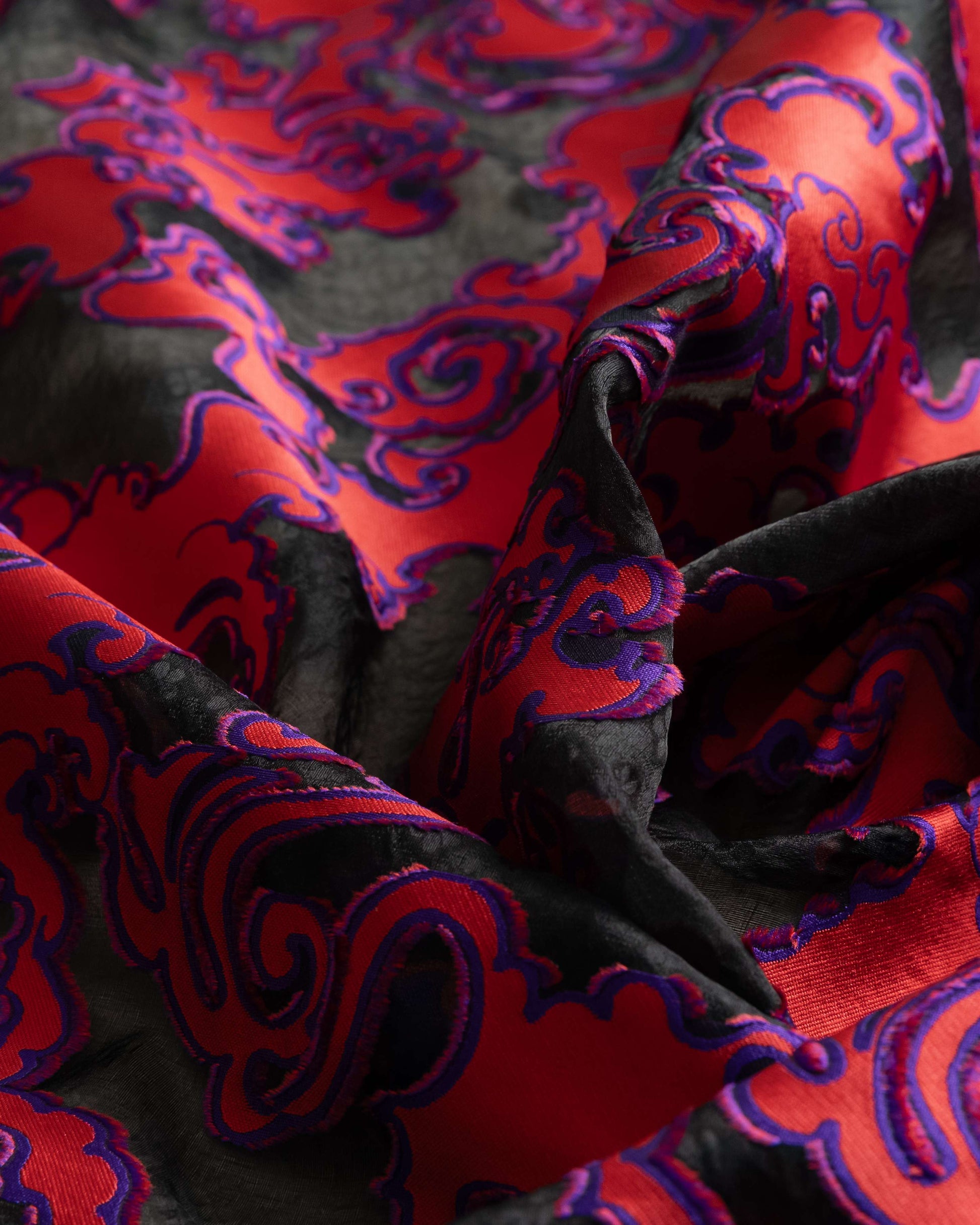 Italian Silk Jacquard Geometric Fabric