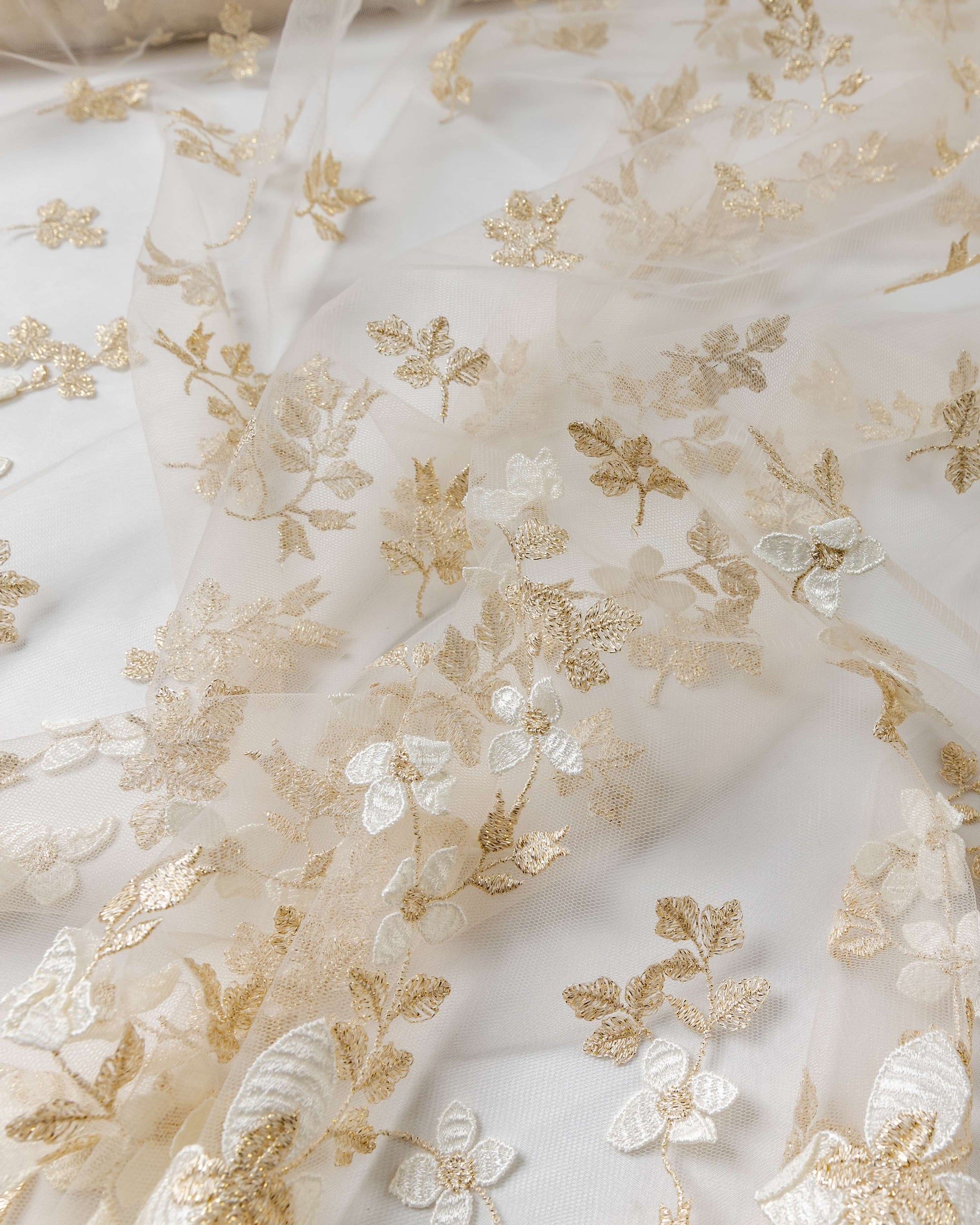 Korean Silk Tulle Floral Fabric