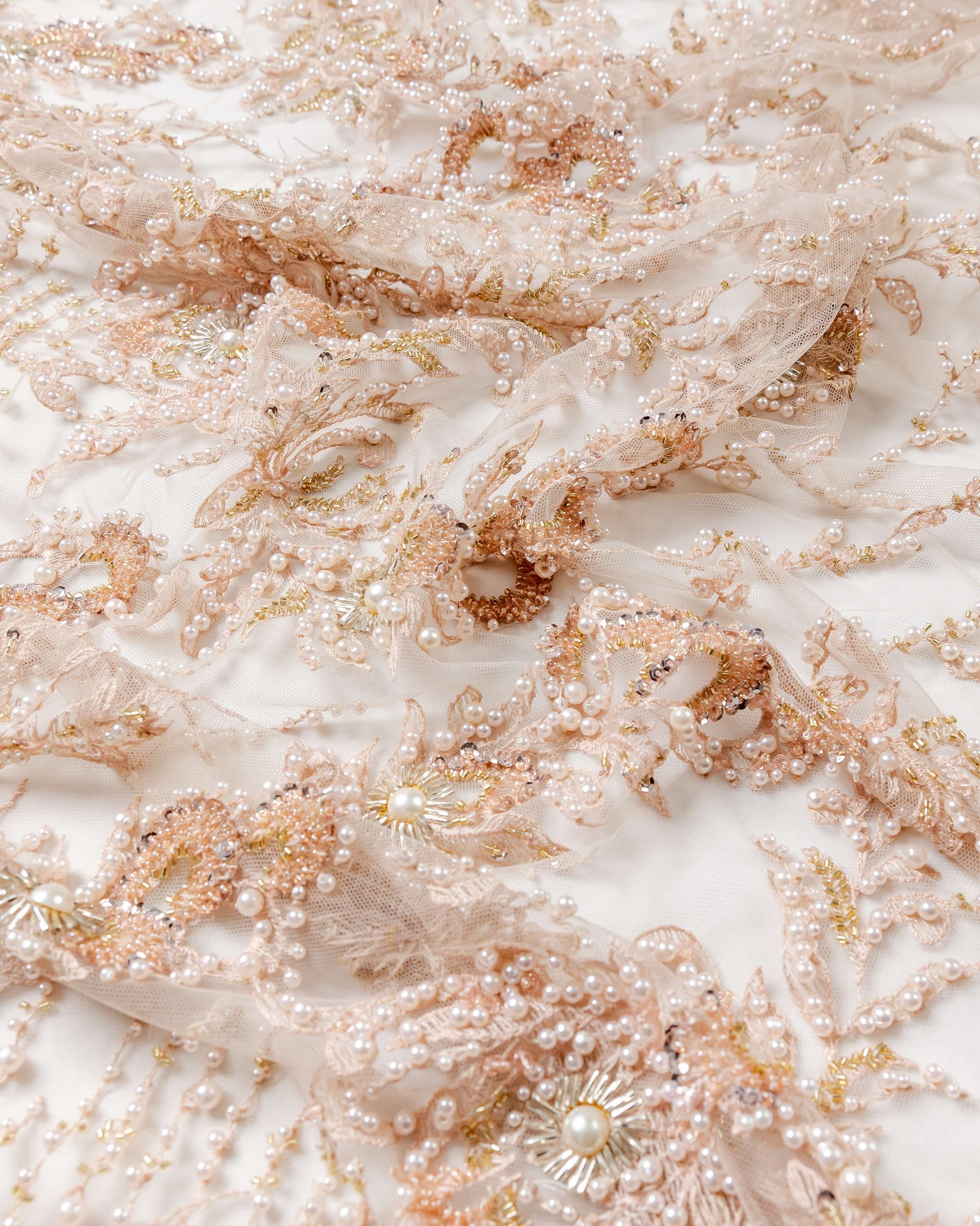 Tulle Embroidery with Pearls beads