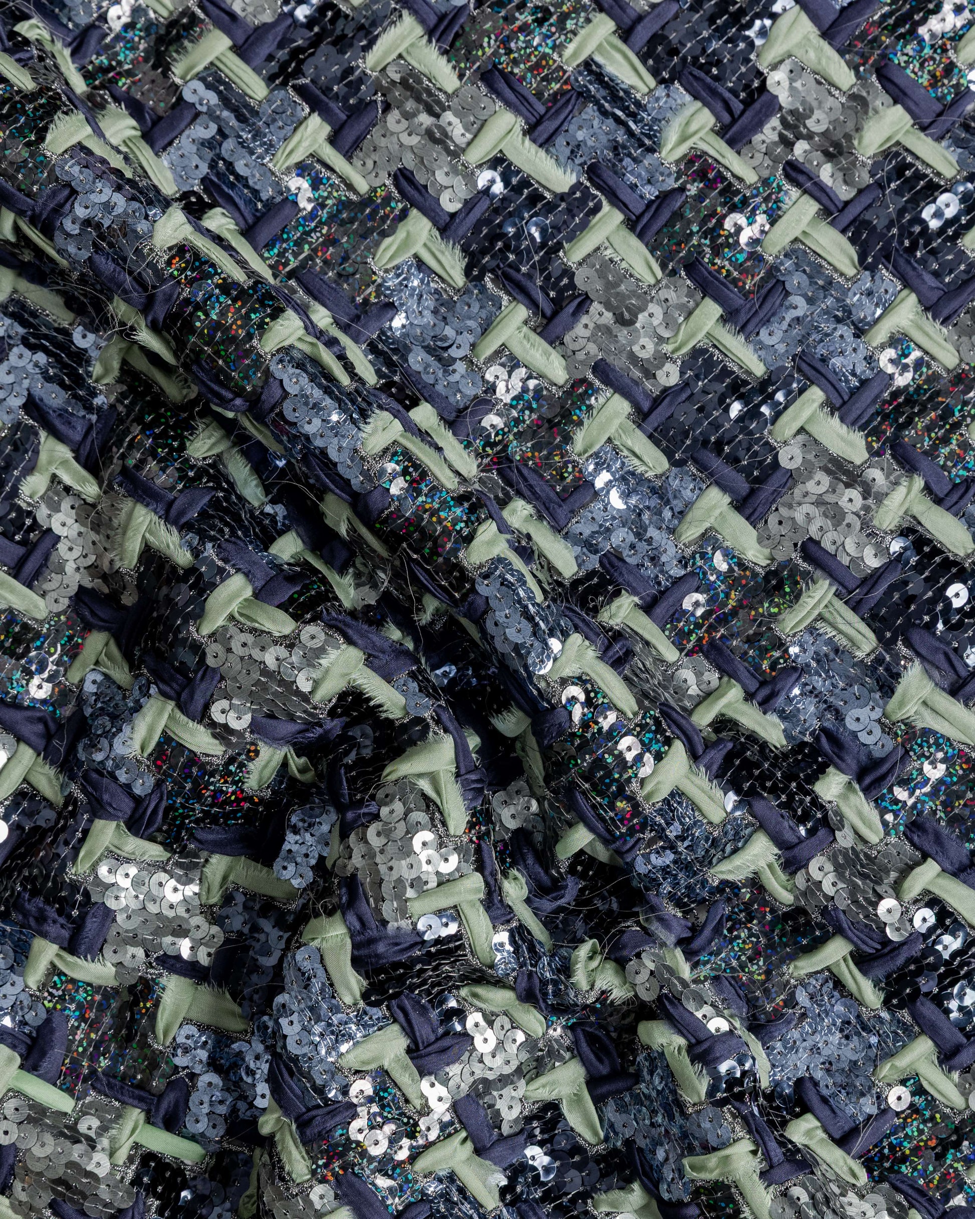 Giber Mesh Sequins with Chiffon Pure silk