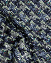 Giber Mesh Sequins with Chiffon Pure silk