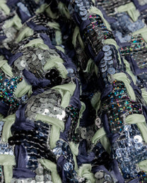 Giber Mesh Sequins with Chiffon Pure silk