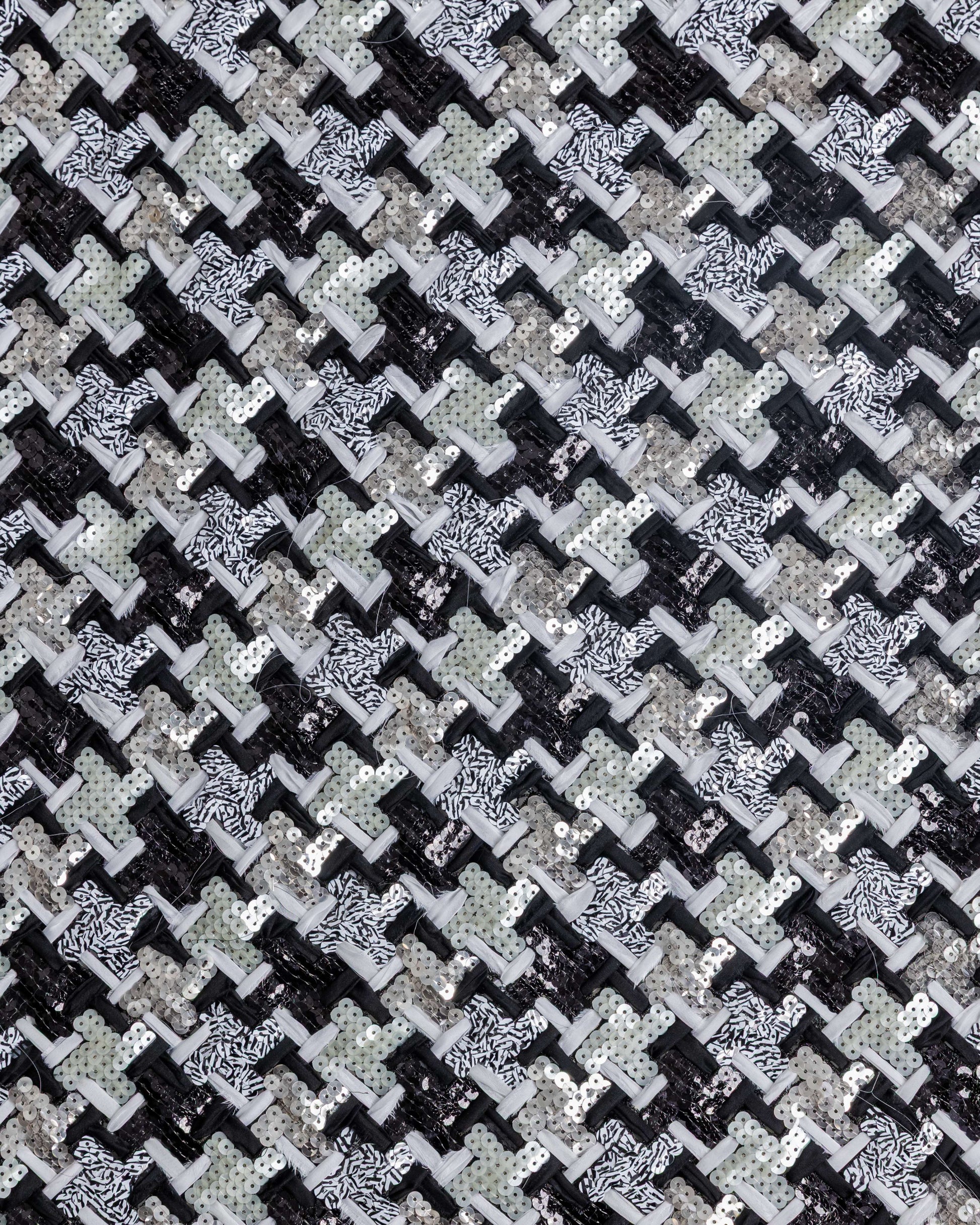 Giber Mesh Sequins with Chiffon Pure silk