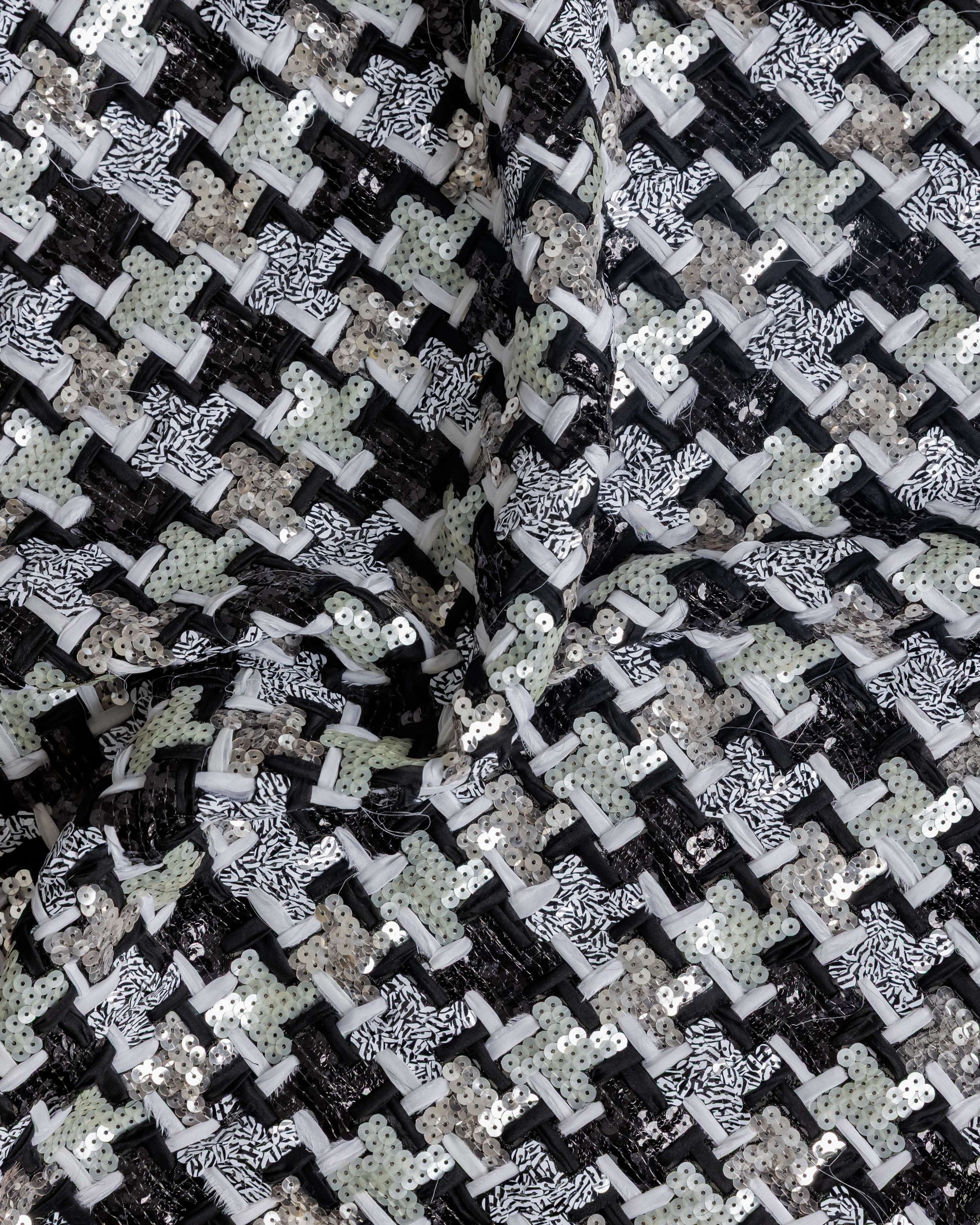 Giber Mesh Sequins with Chiffon Pure silk