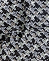 Giber Mesh Sequins with Chiffon Pure silk