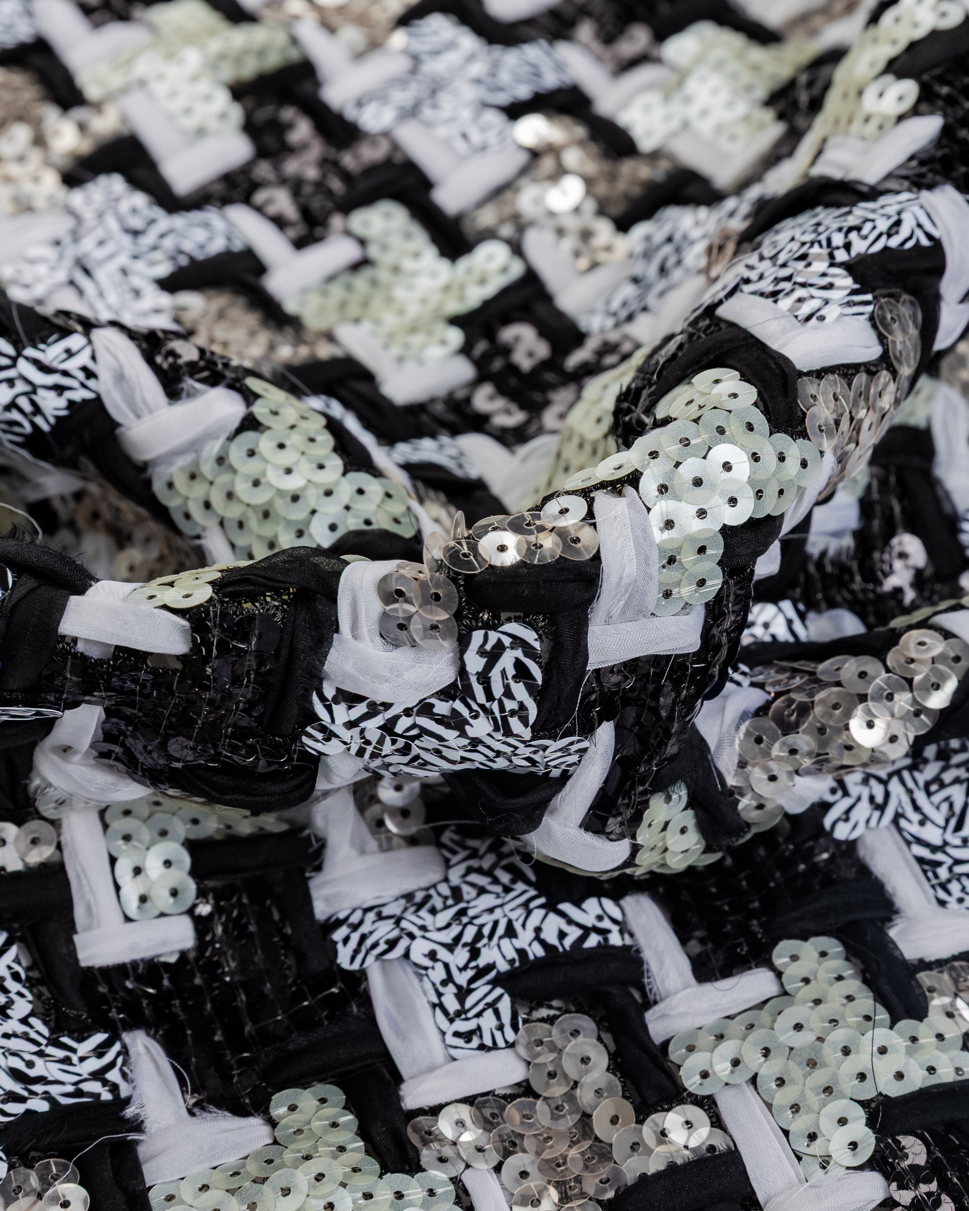 Giber Mesh Sequins with Chiffon Pure silk