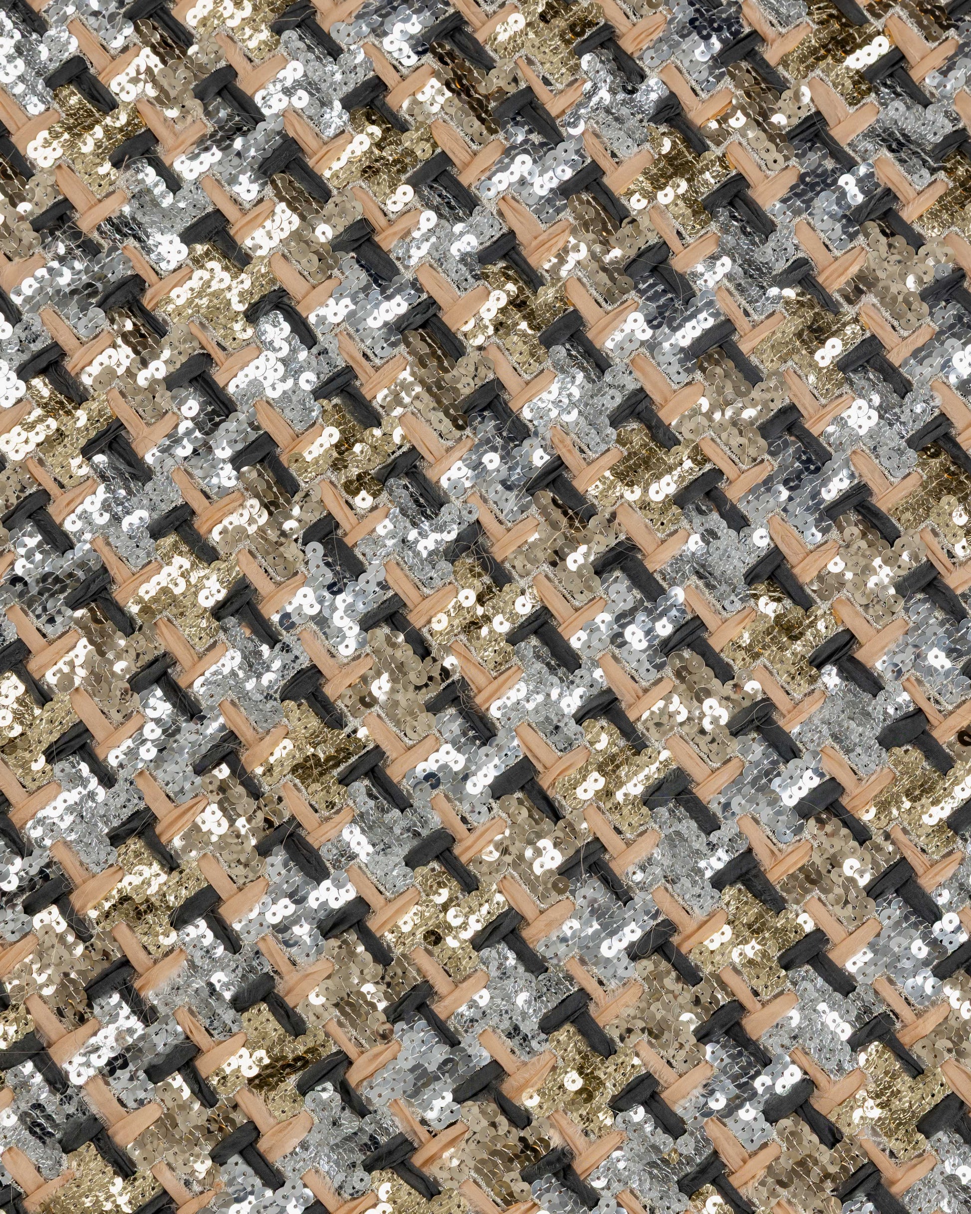 Giber Mesh Sequins with Chiffon Pure silk