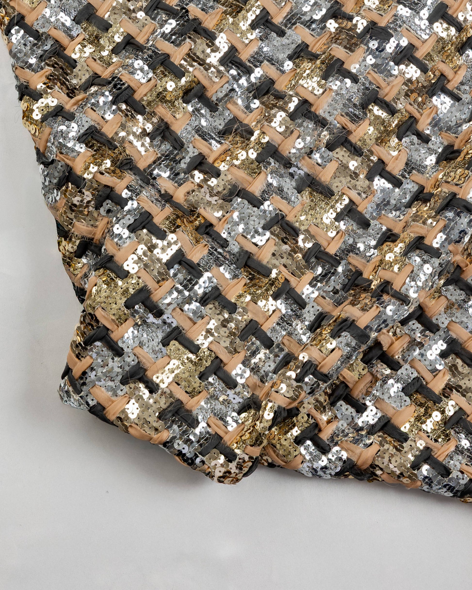 Giber Mesh Sequins with Chiffon Pure silk