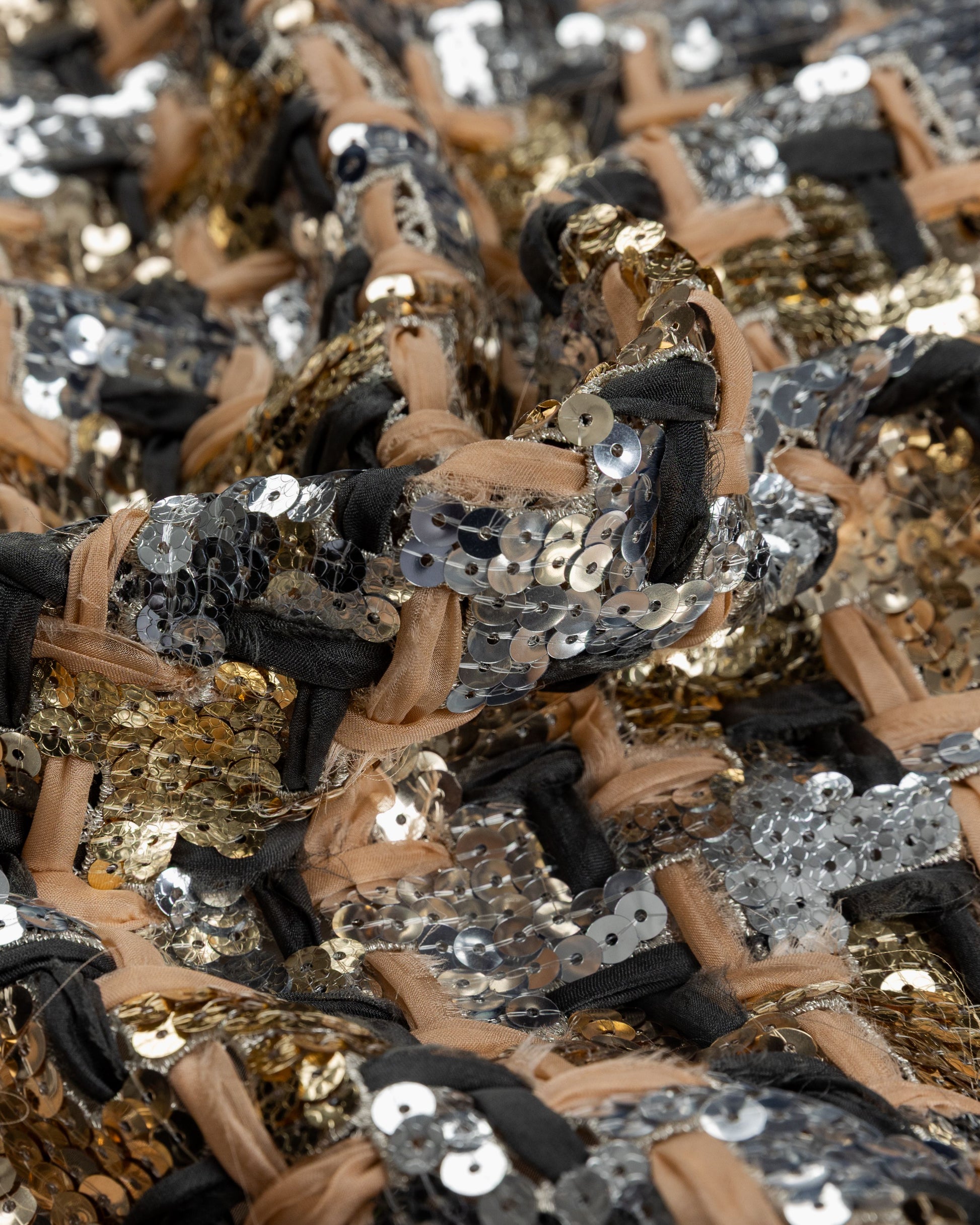 Giber Mesh Sequins with Chiffon Pure silk