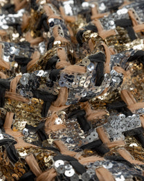 Giber Mesh Sequins with Chiffon Pure silk