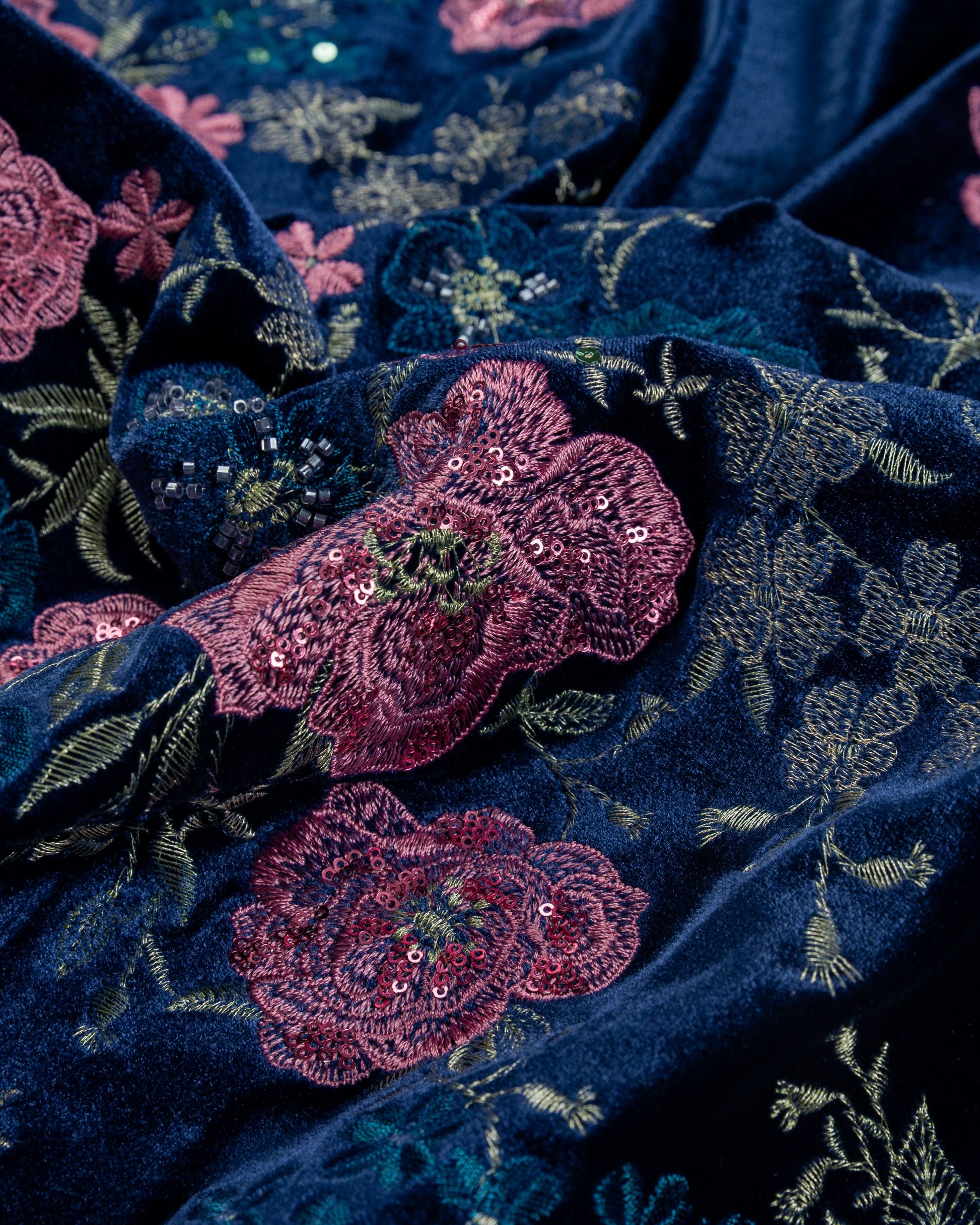 Velvet Embroidery with Sequins Beeds